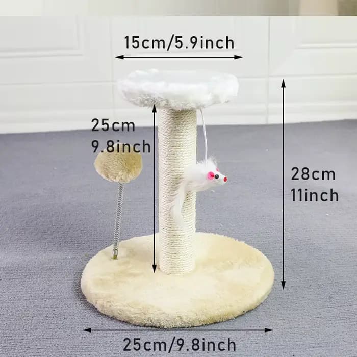 Tour d'arbre à chat, poteau à gratter pour chat avec jouets interactifs et souris en peluche pour to