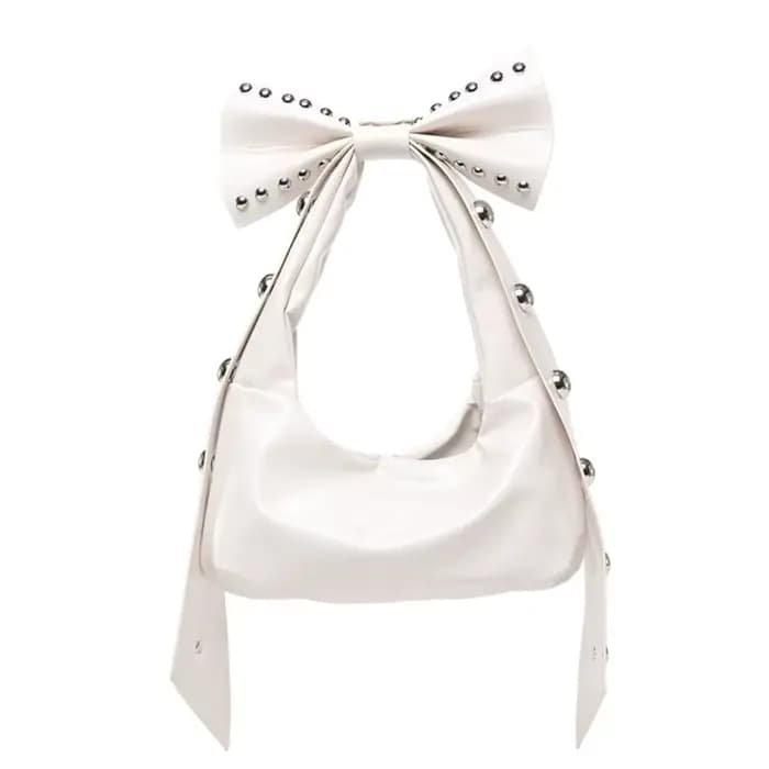 Sac à main en cuir PU pour femme, arcs uniques, embellissements à rivets, sac initié