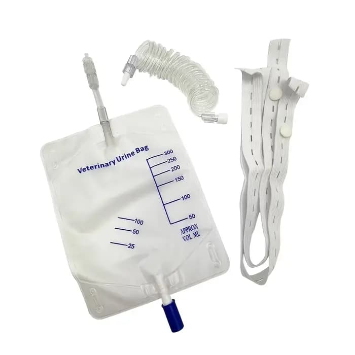 Sac à urine anti-reflux spécifique en PET de 300 ml pour chat et chien, drainage urinaire avec tube 
