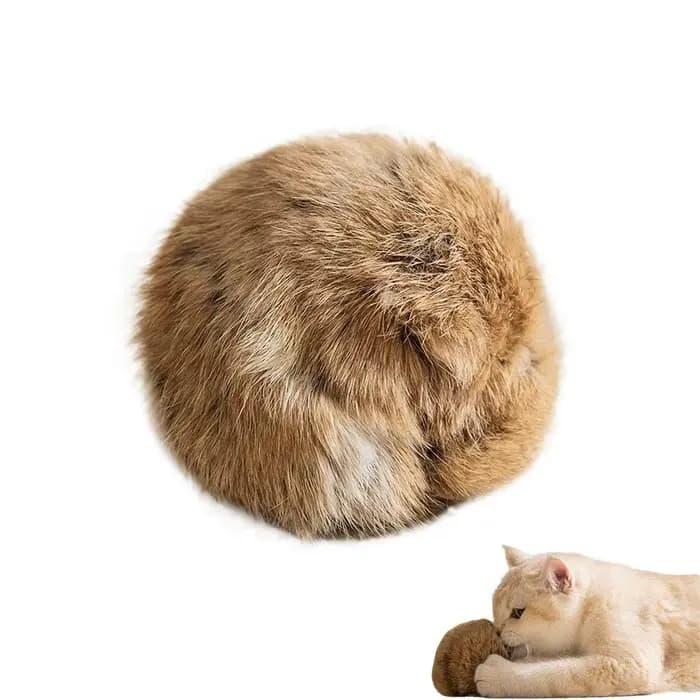 Jouet pour chat en boule de poils de lapin, bâton de chaton en fourrure de lapin, enrichissement olf
