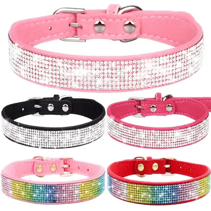 Collier de chien en cristal de fibre de daim, colliers de chien en biscuits à paillettes confortable