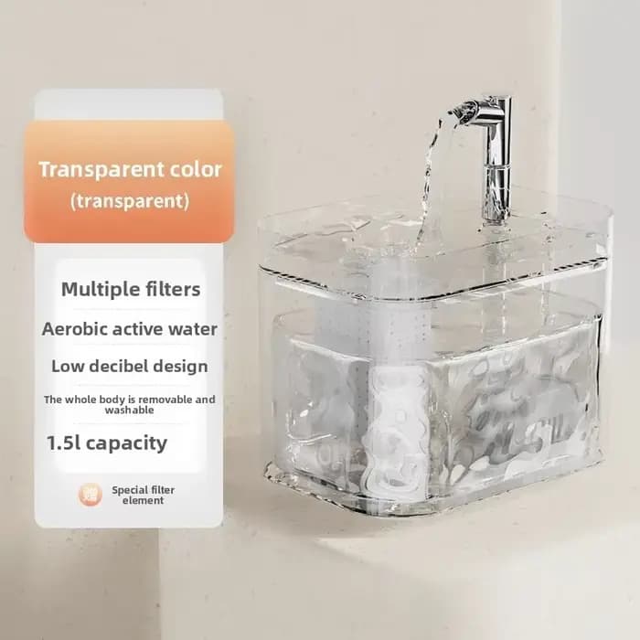 Fontaine à eau pour chat de 1,5 L, filtre à recirculation automatique, grande capacité, distributeur
