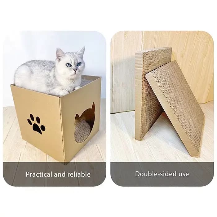 Planche à gratter pour maison de chat, maison pliante pour animaux de compagnie avec tampons à gratt