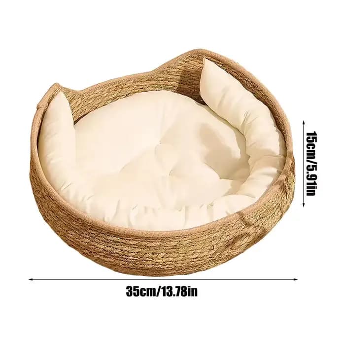 Panier pour chat en corde de coton, lit rond avec oreiller, pour le sommeil du chat, toutes saisons,
