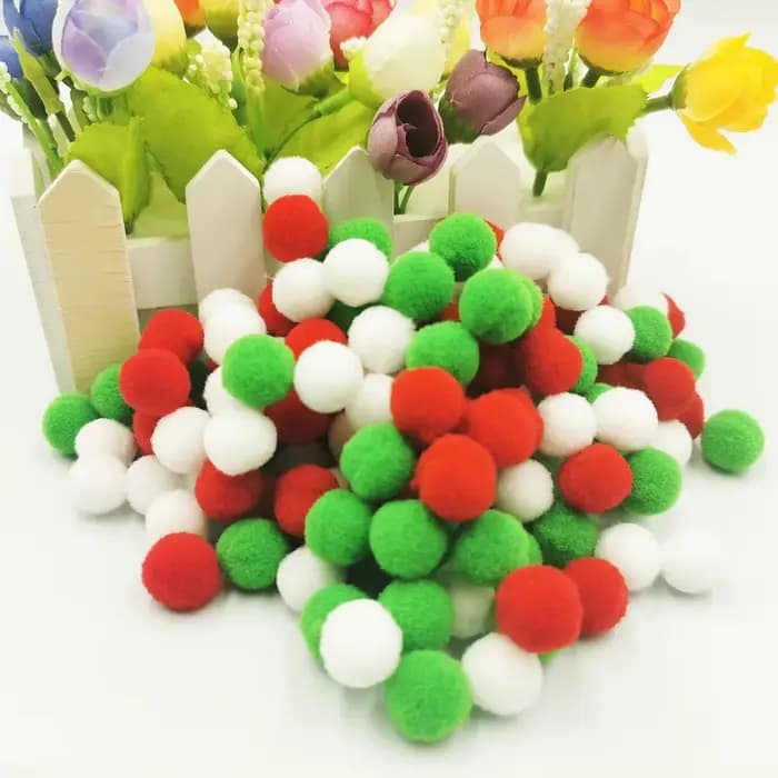 Boule pompon de décoration de Noël, 8/10/15/20/25/30mm, mini boule élastique et douce, pompons pour 