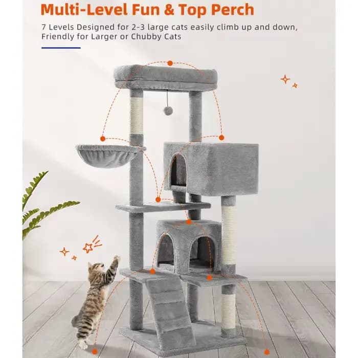 Arbre à Chat pour Grands Chats Adultes avec Super Grand Perchoir Supérieur, Tour pour Grands Chats a