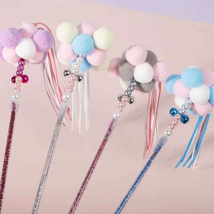 Bâton de jouet interactif à franges pour chat, jouet amusant pour chaton, bâton de fée pour animaux 