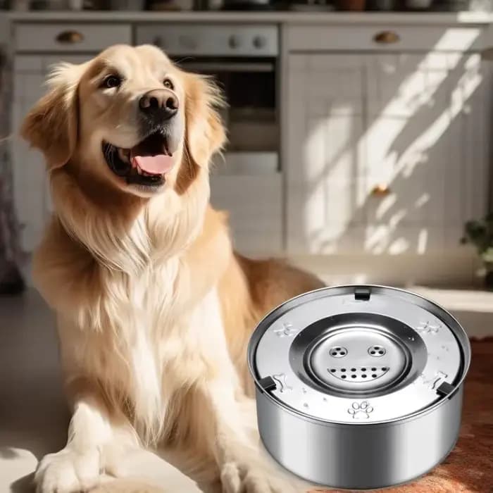 Bol flottant en acier inoxydable pour chien 1L 3L, distributeur d'eau anti-éclaboussures sans dévers