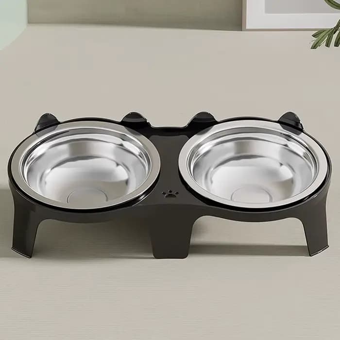 Bol de nourriture et d'eau pour chat en acier inoxydable, avec conception Anti-pointe, grande capaci
