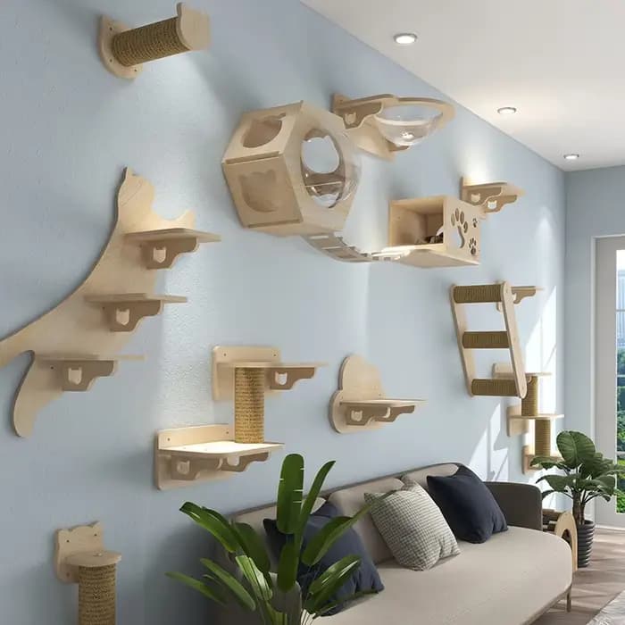 Étagères murales pour arbre à chat, 1 pièce, poteau à gratter pour plate-forme de saut pour chat et 