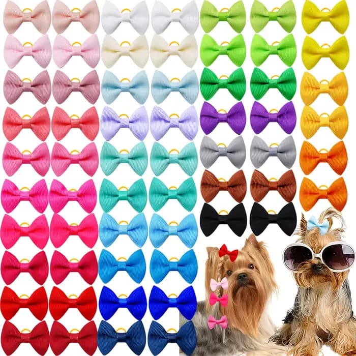 Nœuds de toilettage solides pour animaux de compagnie, 10/20/30 pièces, mignons, avec élastique, cad