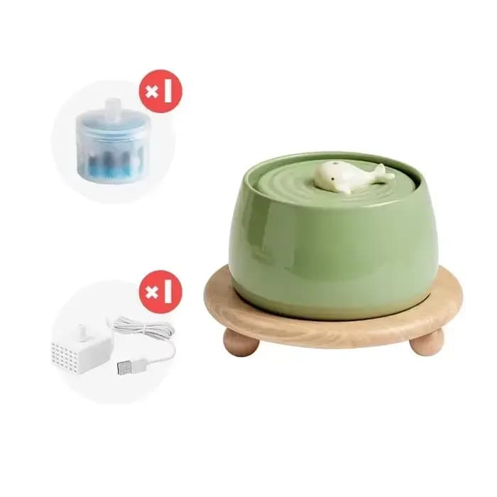 Fontaine d'eau en céramique pour chat, 1.3 L, chargeur USB, mangeoires d'eau pour animaux de compagn