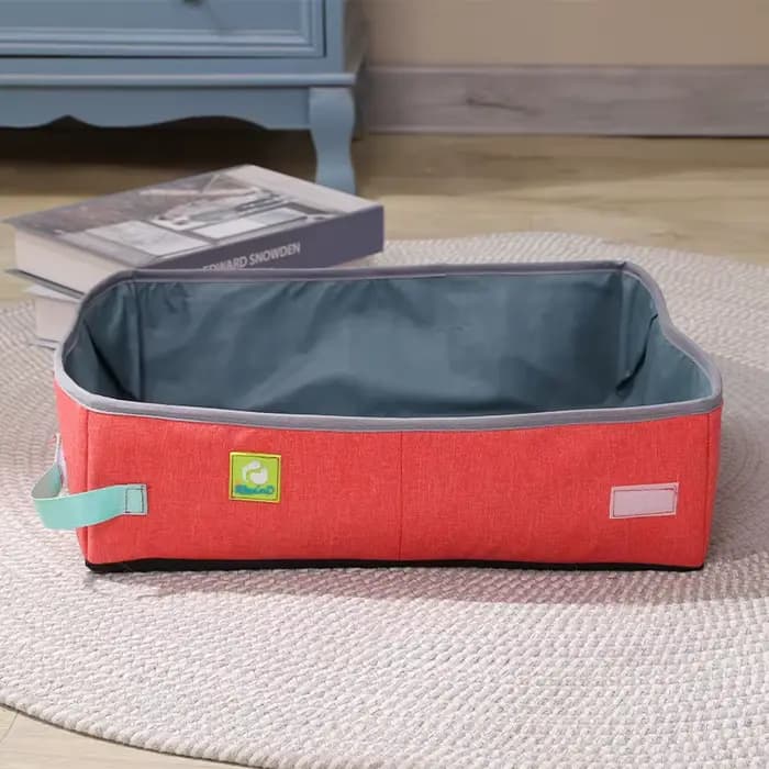 Bac à litière semi-fermé pour chat, pliable, portable, imperméable, en tissu Oxford, toilette ouvert