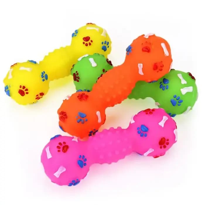 Jouets à mâcher en plastique pour chien et chat, haltère interactif, à presser, sonore