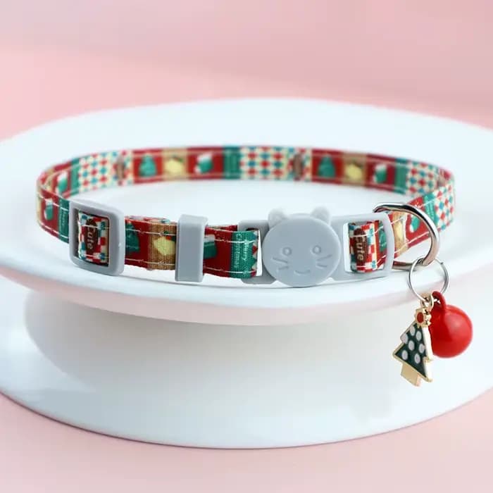 Collier de chat réglable, collier de noël pour animaux de compagnie, avec cloches et nœuds, petit pe