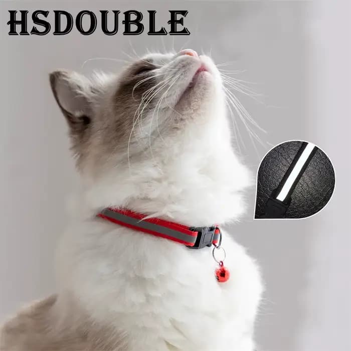 Colliers réfléchissants réglables pour chats et petits chiens, 12 couleurs, avec cloches, fourniture