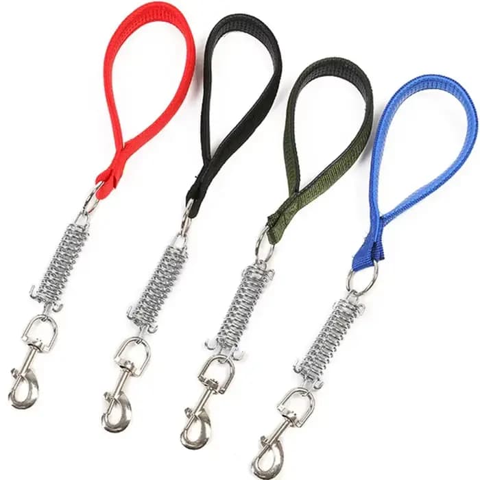 Laisse de printemps en cuir PU pour chiens, courte, pour grands chiens, corde en Nylon, Durable, rés