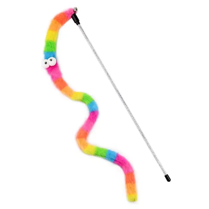 Jouet arc-en-ciel interactif pour chat, jouet en peluche rétractable amusant pour chats, adapté aux 