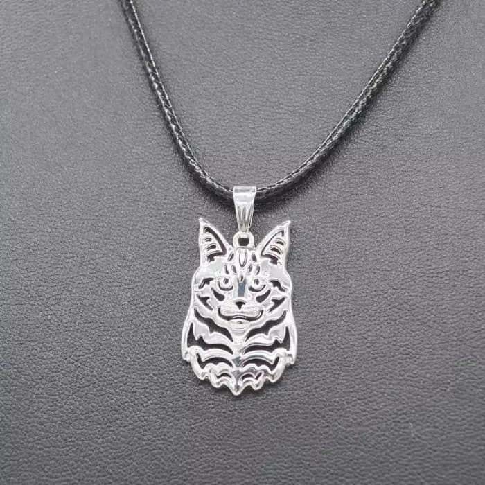 Collier chat Maine Coon chaîne corde noire pour femme
