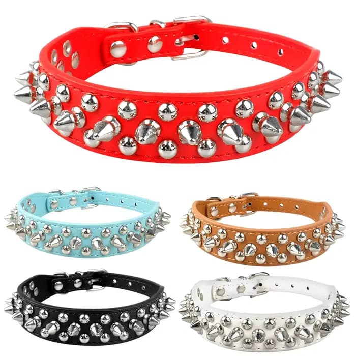 Collier de chien en cuir clouté à pointes pour petits et moyens chiens bouledogue réglable Anti-mors