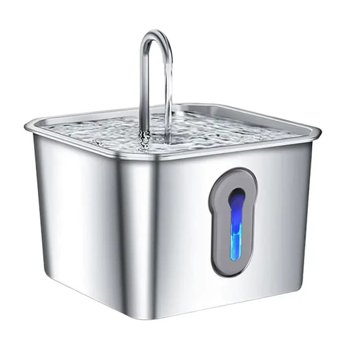 Fontaine d'eau pour chat en acier inoxydable, fontaine d'eau automatique pour animaux de compagnie d