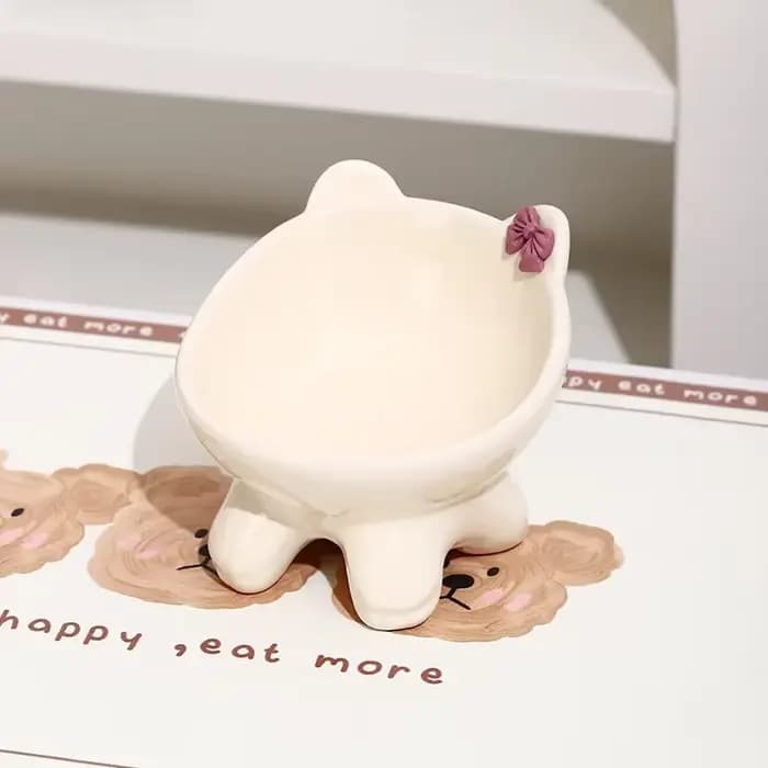 Bol de nourriture inclinable en céramique pour chat, bol surélevé, plat de nourriture ergonomique po