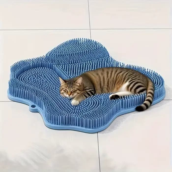 Brosse et grattoir de massage pour chat 2 en 1 |   Outil d'auto-œilage avec poils en caoutchouc |   