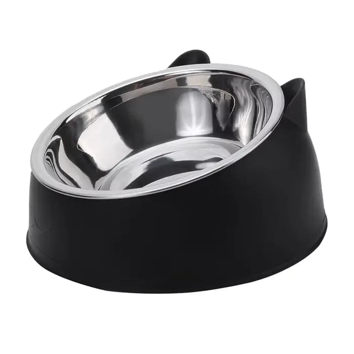 1PC chat bol belle créative incliné chaton chiot nourriture bols d'alimentation en acier inoxydable 