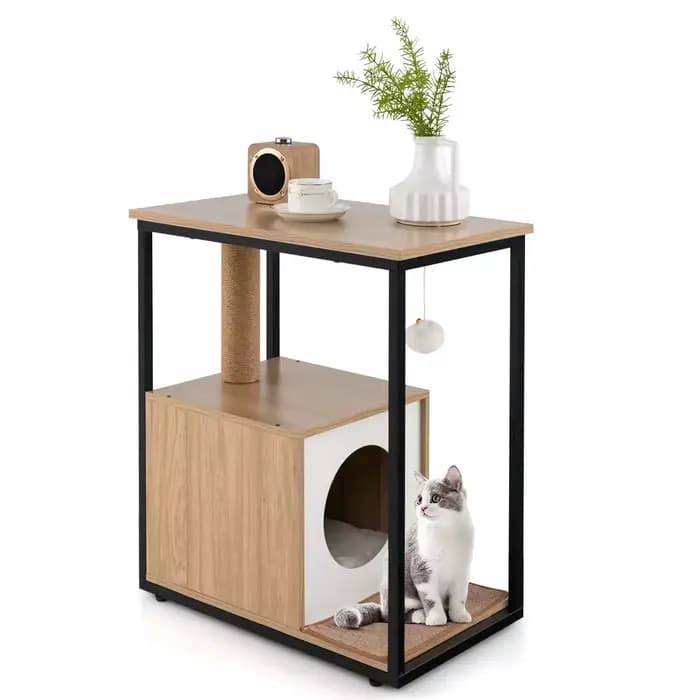 Ensemble arbre à chat et table d'appoint – Poste à gratter, tapis et table de chevet de condo pour s