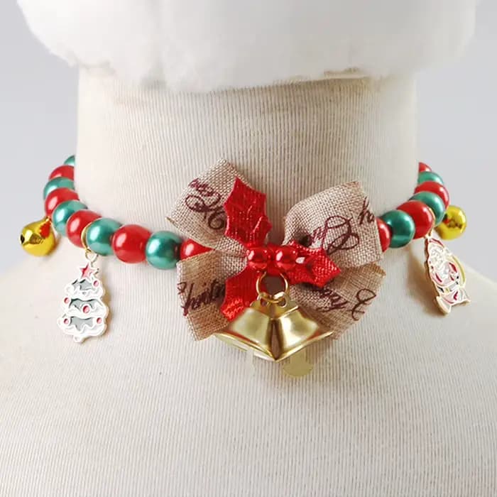 Breloque porte-bonheur de noël, couleur vibrante, bijoux pour chat, Costume multicolore, collier clo