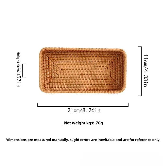 Boîte de rangement de bureau en rotin, panier de rangement multifonctionnel en rotin pour collations