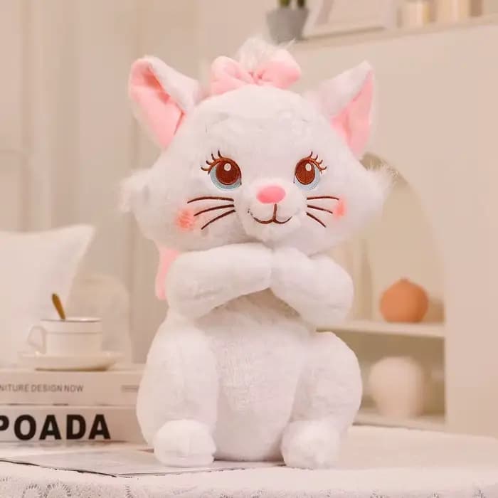 Jouets en peluche chat Marie de dessin animé Disney, poupées en peluche douces et mignonnes, oreille