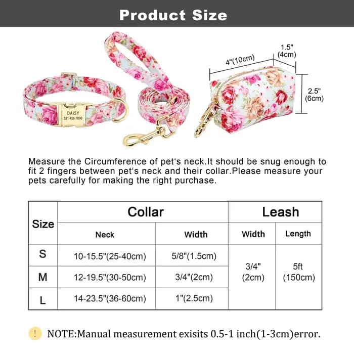 Ensemble de collier et laisse de chien en nylon à imprimé floral, colliers personnalisés pour animau