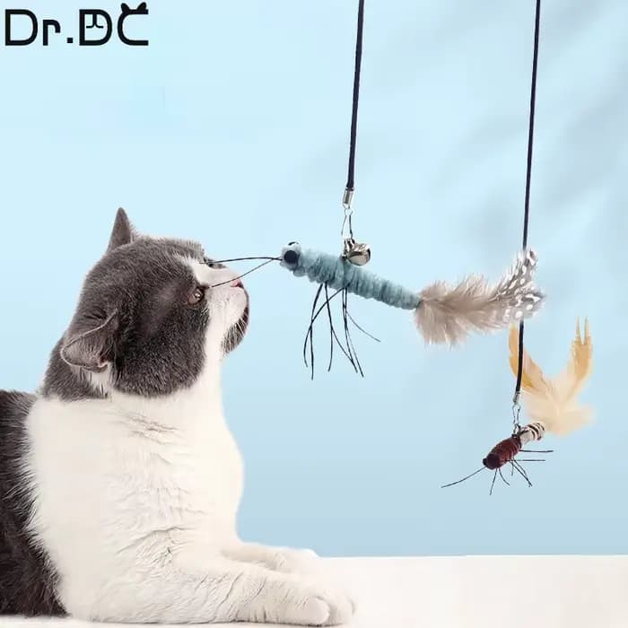 Dr.DC taquin chat bâton tête avec ou sans fil bâton libellule plume chat fournitures interactif amus