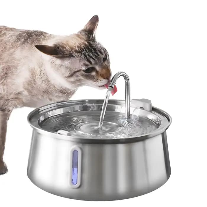 Fontaine pour chat mangeoire à eau pour animaux de compagnie en acier inoxydable 4L distributeur d'e