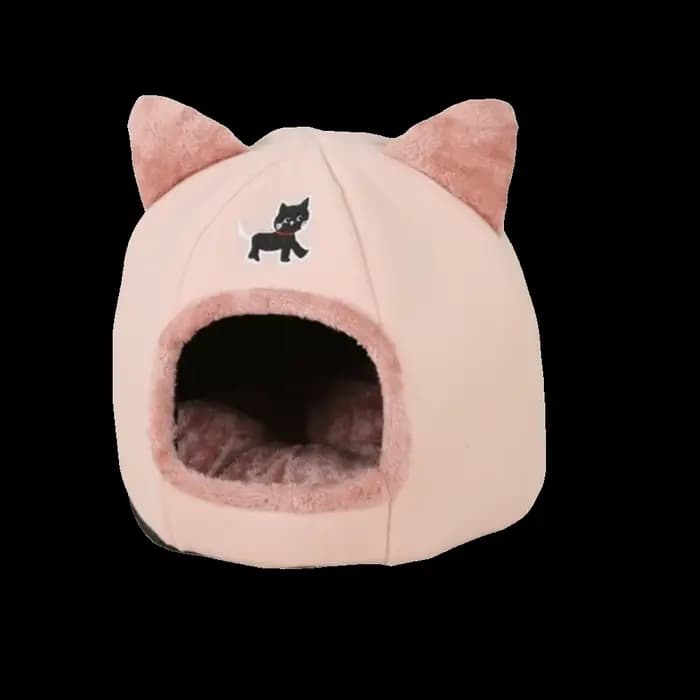 Nid d'hiver universel semi-fermé pour chat, dessin animé, confortable, coupe-vent, grotte pour chat,