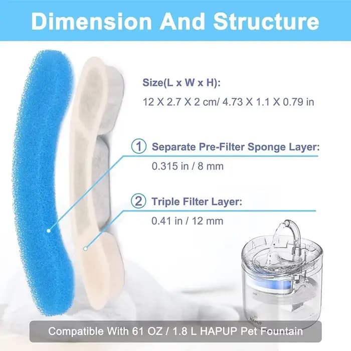 Filtres de fontaine d'eau pour chat, filtres de remplacement à charbon actif pour distributeur d'eau