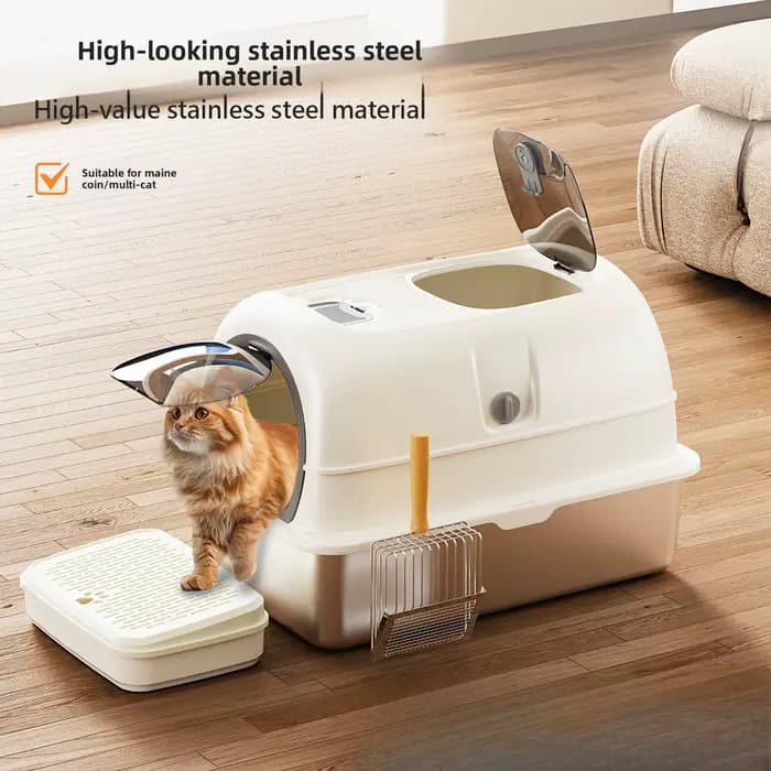 Bac à litière pour chat, toilettes entièrement fermées, Extra Large, résistant aux éclaboussures, av