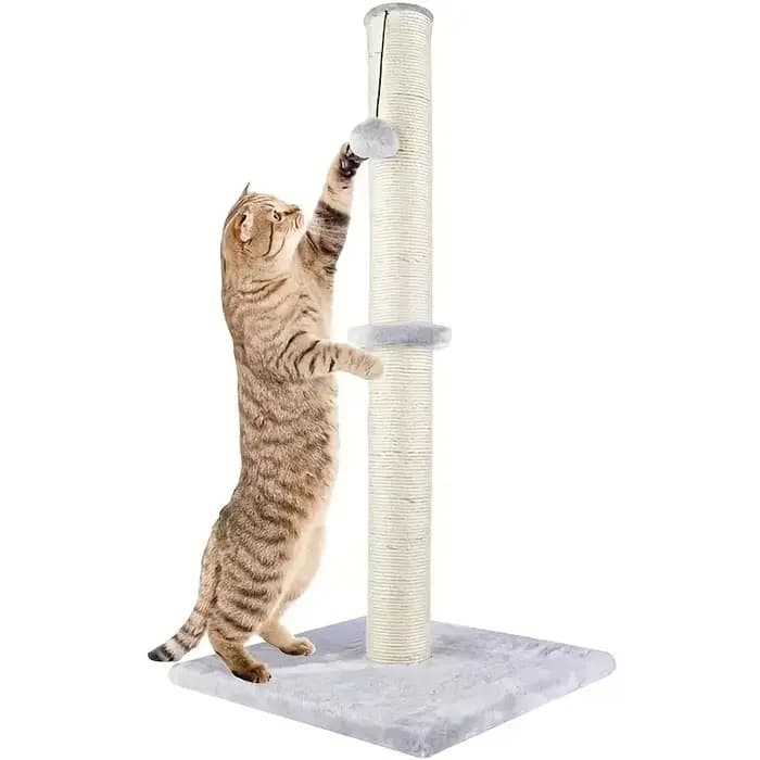 Poste à gratter pour chat, griffoir à griffes avec corde en sisal et recouverte de peluche douce et 