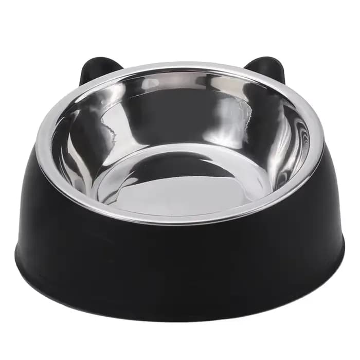 1pc chat bol belle créative incliné chaton chiot nourriture bols d'alimentation en acier inoxydable 