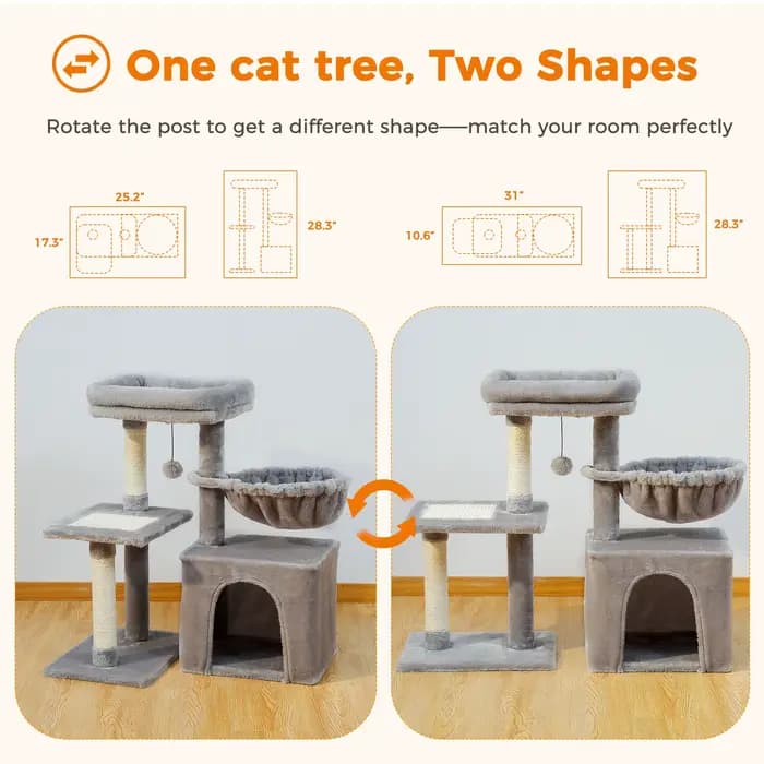 Arbre à chat Tour à chat pour chats d'intérieur Arbre d'activité pour chat 2 styles avec postes à gr