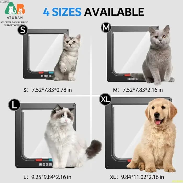 ATUBAN Grande porte intérieure pour chat Porte pour animaux de compagnie pour porte extérieure pour 