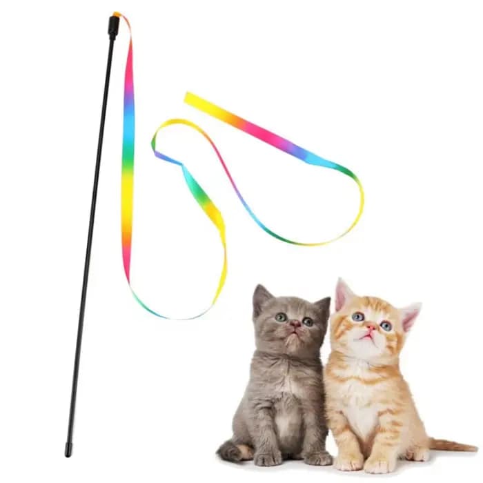 Jouets interactifs pour chat, bâton de taquinage, bandes arc-en-ciel amusantes, jouets pour chaton, 