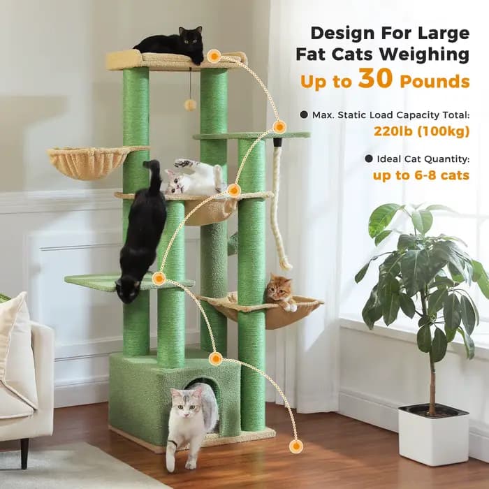 Gros arbre à chat pour chats de grande taille tour à chat robuste avec plusieurs niveaux maison à ch