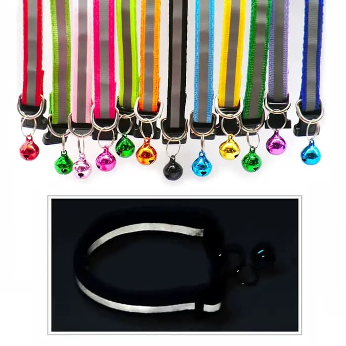 Colliers réfléchissants réglables pour chats et petits chiens, 12 couleurs, avec cloches, fourniture