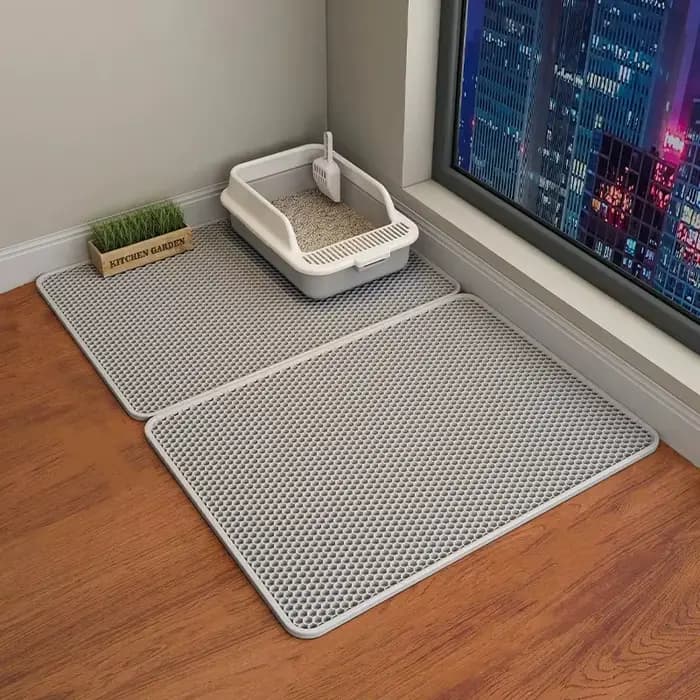 Tapis de litière pour chat, résistant à l'eau et à l'urine, Double couche, pliable, piège à litière 