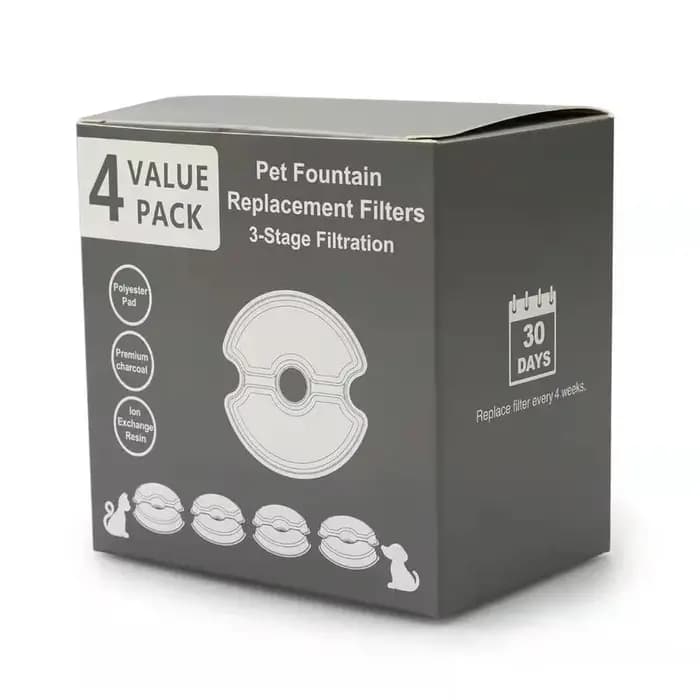 Fontaine d'eau filtres de remplacement au carbone pour fontaine à boire pour chat en acier inoxydabl
