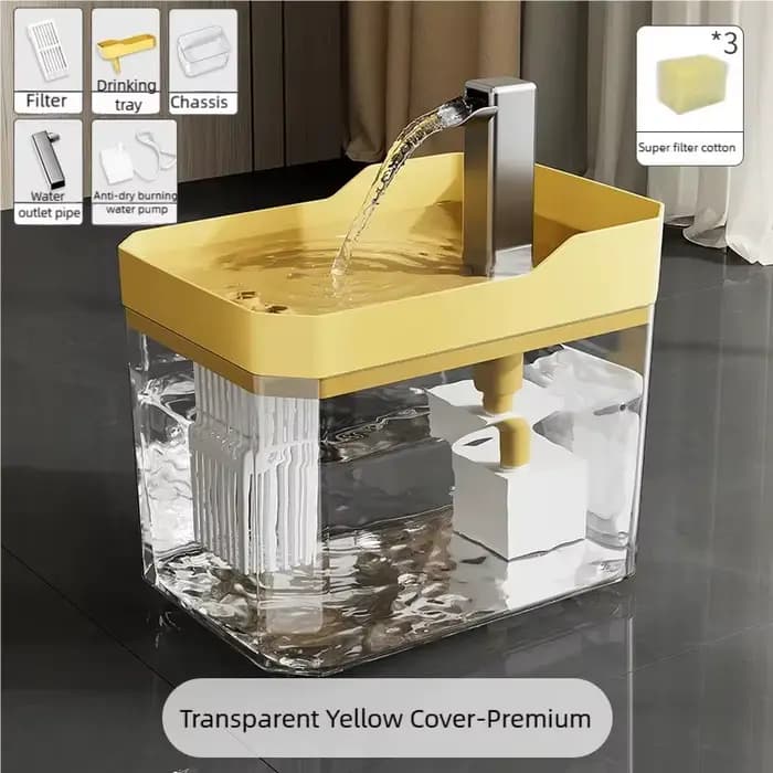 Fontaine à eau pour chat 1,5 L, distributeur d'eau transparent pour animaux de compagnie, ultra sile