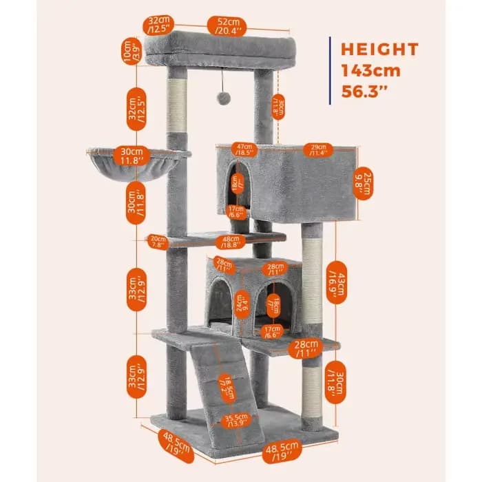 Arbre à Chat pour Grands Chats Adultes avec Super Grand Perchoir Supérieur, Tour pour Grands Chats a