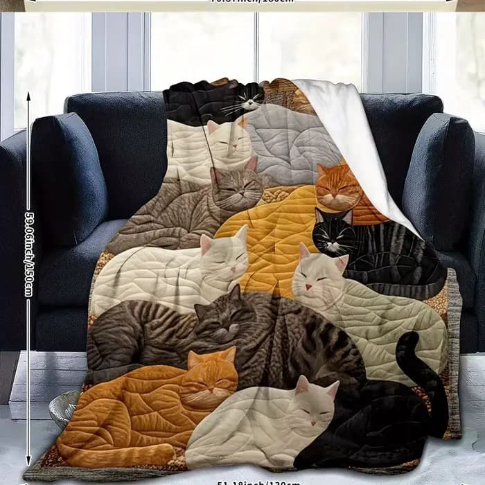 Couverture à motifs de chat mignons, couverture chaude et confortable pour canapé-lit, canapé, voyag